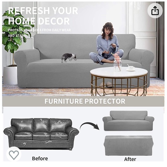 Easy-Going 1-Piece Oversized Stretch Slipcovers ,Light  Gray. - Picture 4 of 7